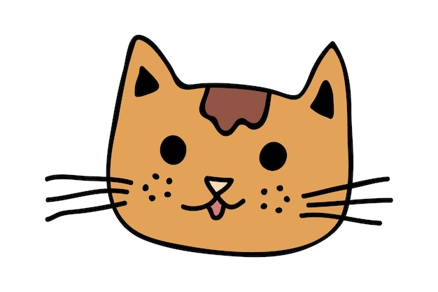 Hand drawn cat muzzle clipart Cute pet face doodle