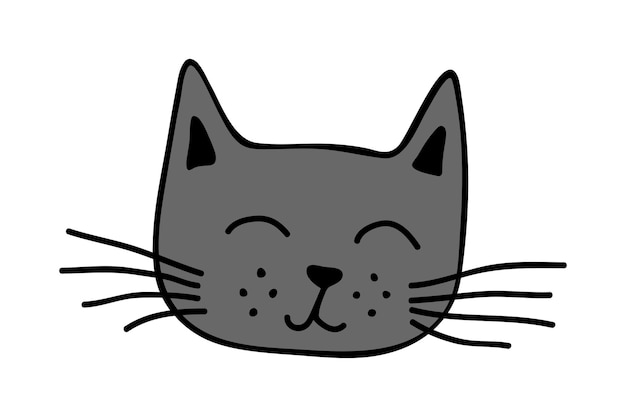 Hand drawn cat muzzle clipart Cute pet face doodle