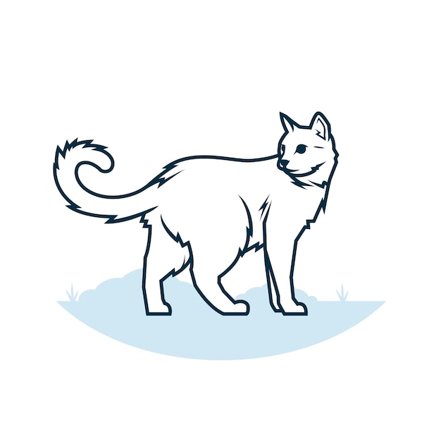 Vector hand drawn cat outline illustration