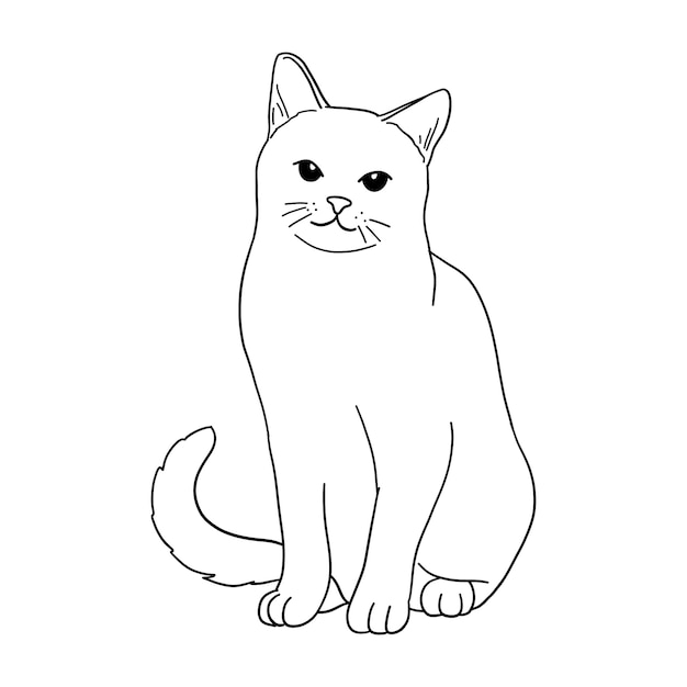 Hand drawn cat outline illustration