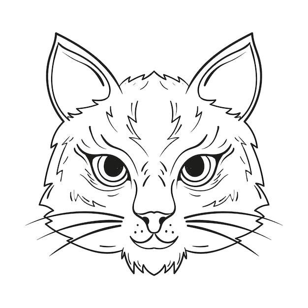 Illustrazione del profilo del gatto disegnato a mano