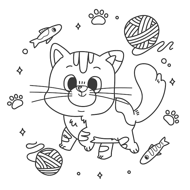 Vector hand drawn cat outline illustration