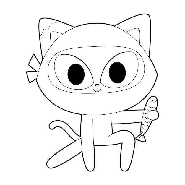 Vector hand drawn cat outline illustration