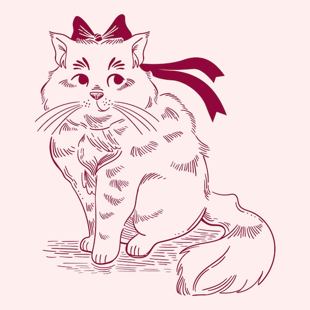 Illustrazione del profilo del gatto disegnato a mano