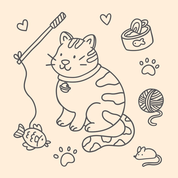 Vector hand drawn cat outline illustration