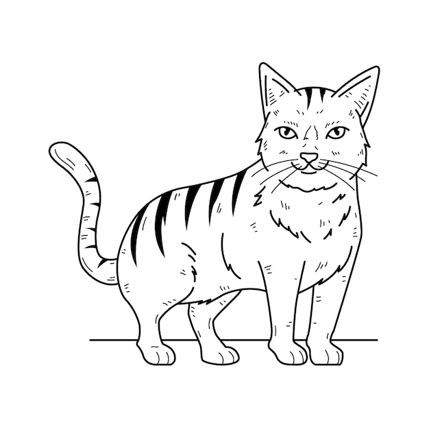 Vettore illustrazione del profilo del gatto disegnato a mano