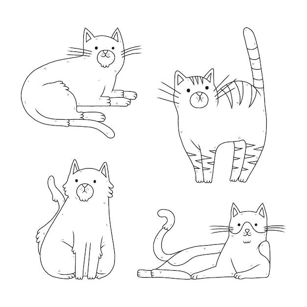 Vector hand drawn cat outline illustration