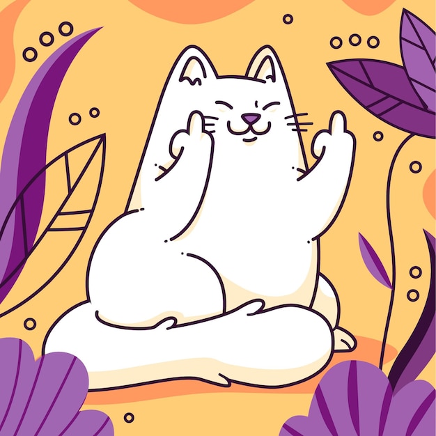 Рисованной кошки, показывающей на хуй символ