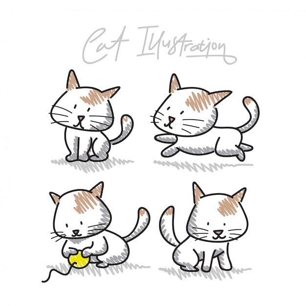 Hand drawn cat vector illustrations