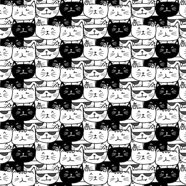 Vector hand drawn cats pattern