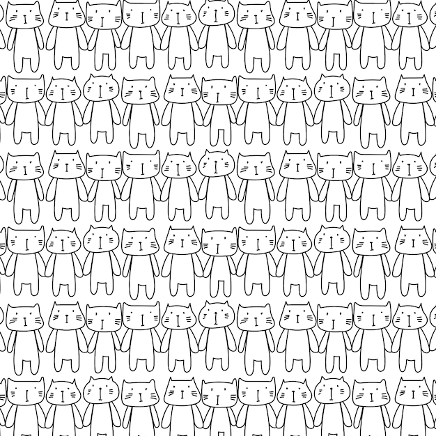 Hand drawn cats pattern