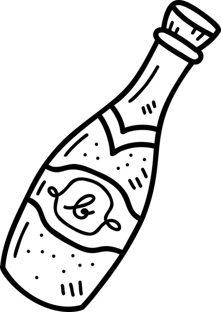 Vector hand drawn celebration wine bottle illustration