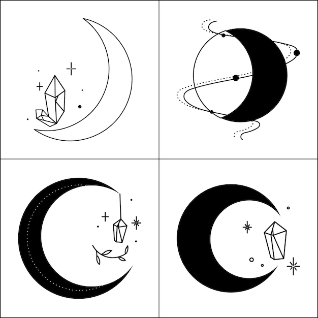 Hand drawn celestial collection for decoration Moon clipart