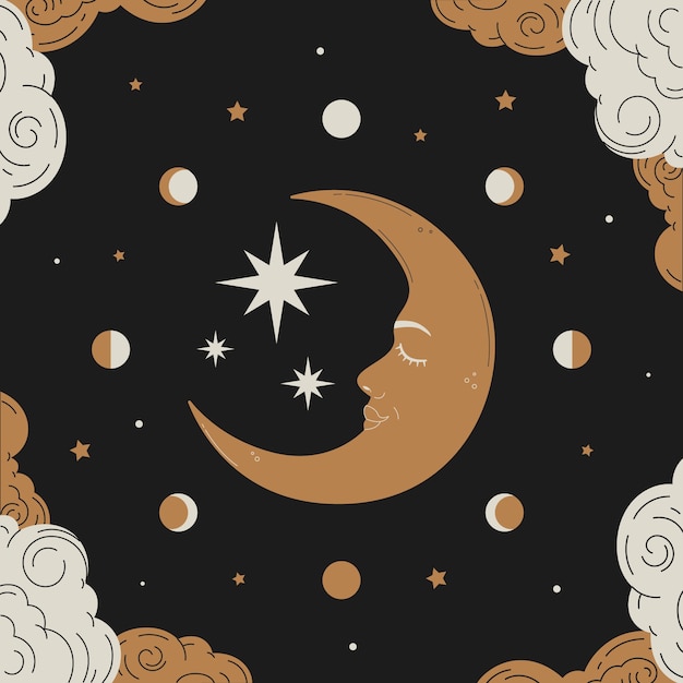 Vector hand drawn celestial illustration