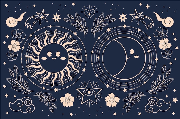 Vector hand drawn celestial illustration