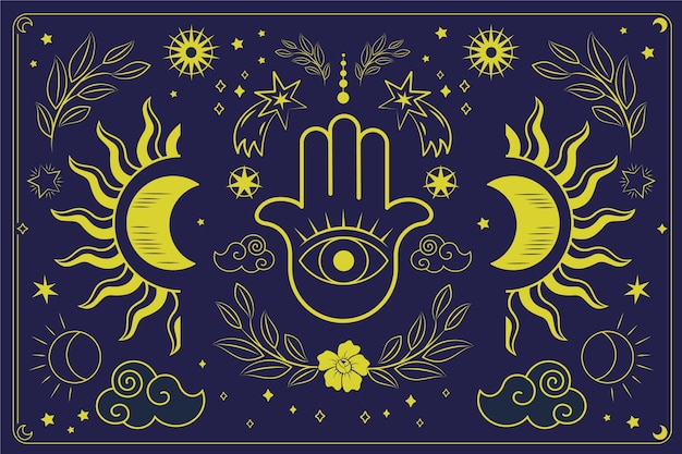 Vector hand drawn celestial illustration