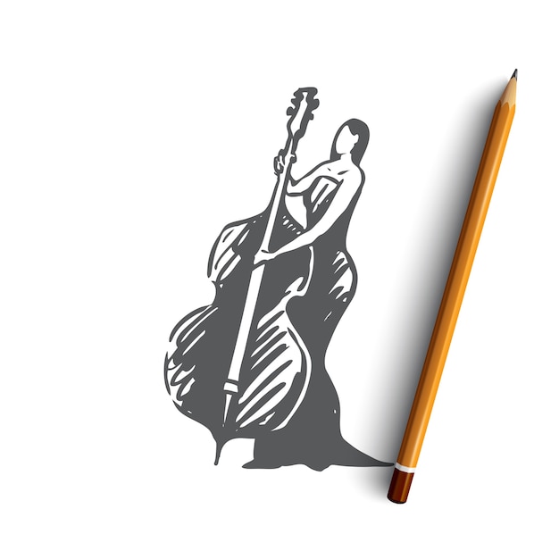 Hand drawn cello musician