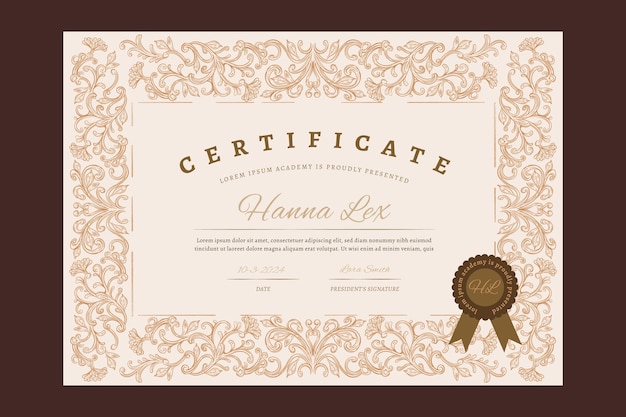 Vector hand drawn certificate appreciation template