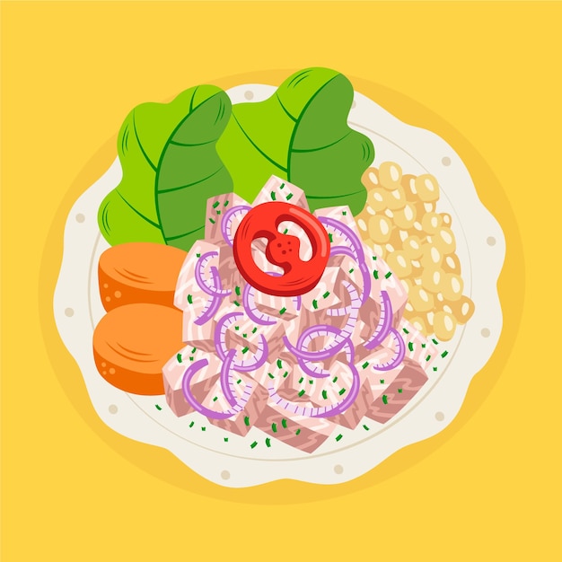 Hand-drawn ceviche illustration