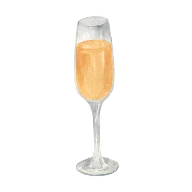 ベクトル 手描きのシャンパン グラスのクリップアート水彩のお祝いの飲み物