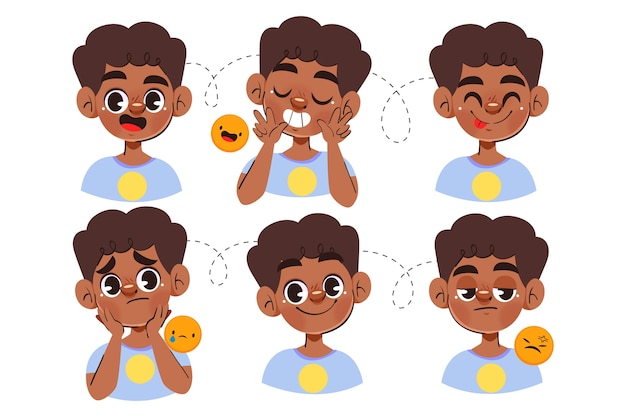 hand drawn character expressions illustration
