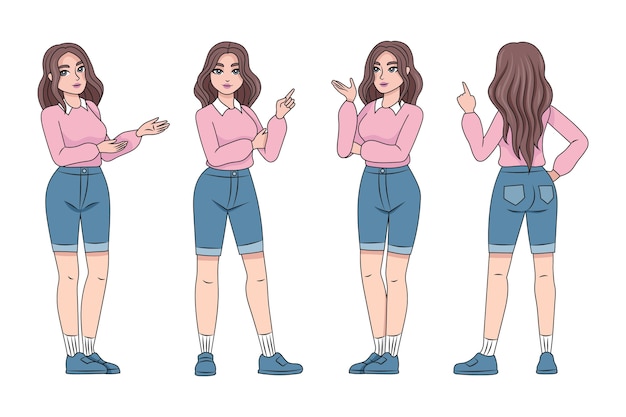 Vector hand drawn character poses illustration