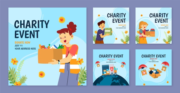 Vector hand drawn charity event template design