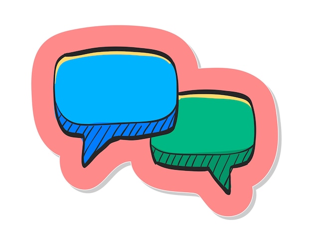 Vector hand drawn chatting icon in sticker style vector illustration