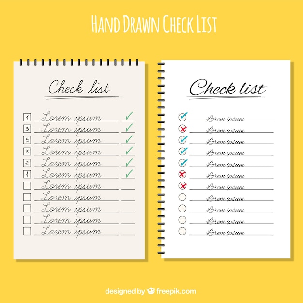 Hand-drawn checklists with different designs