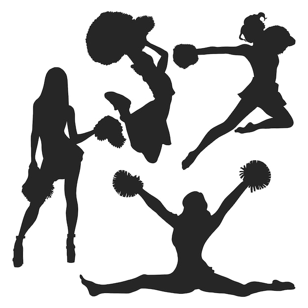 Vector hand drawn cheerleader silhouettes