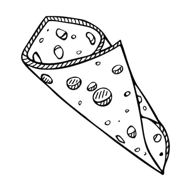 Parti e fette di formaggio disegnate a mano isolate su uno sfondo bianco icona del formaggio clipart del formaggio vettoriale