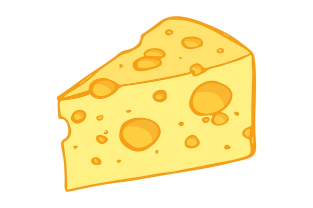 손으로 그린 치즈 부분과 조각 흰색 배경에 고립 치즈 아이콘 벡터 치즈 클립 아트