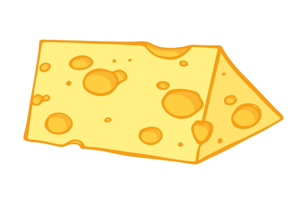 Ручной рисунок частей и ломтиков сыра, выделенных на белом фоне Значок сыра Векторный клипарт сыра
