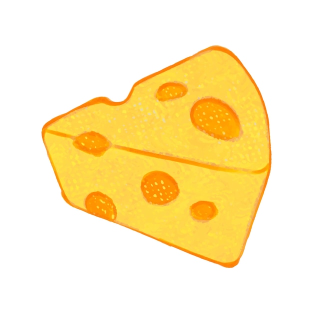 Vector hand drawn cheese with oil pastels illustration