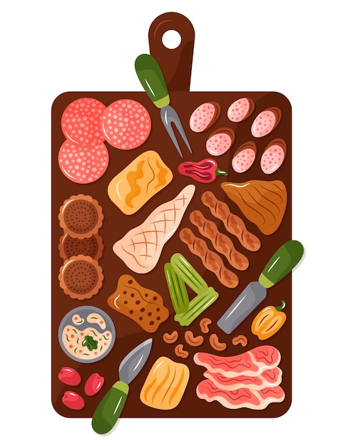 Vector hand-drawn cheeseboard illustration