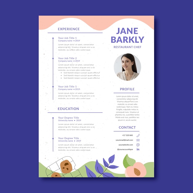 hand drawn chef career resume