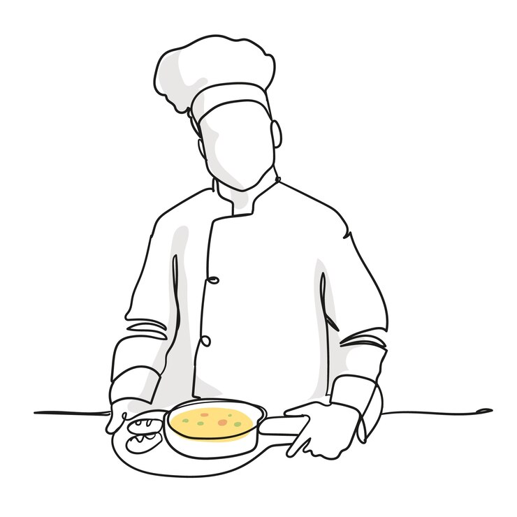 Вектор нарисованная рукой иллюстрация рисунка шеф-повара