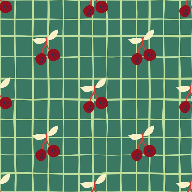 Hand drawn cherry berries and leaves seamless pattern hand drawn cherries wallpaper fruits backdrop