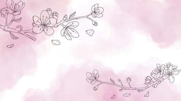 Hand drawn cherry blossom background