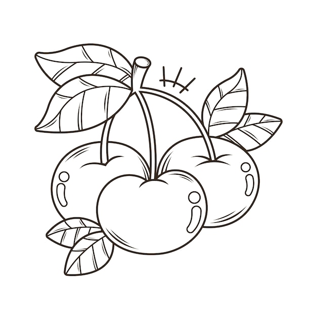 Vettore illustrazione disegnata a mano del profilo della ciliegia