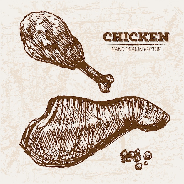 Hand drawn chicken meat products