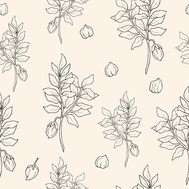 Hand drawn chickpea seamless pattern