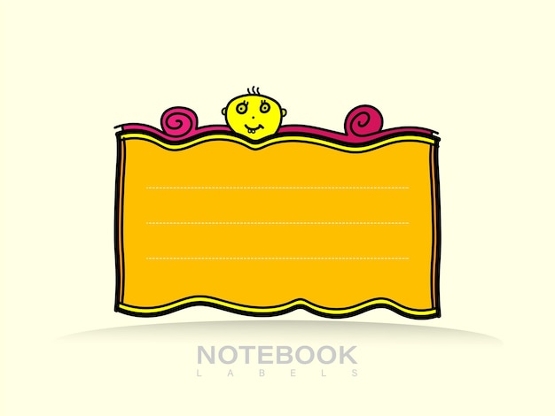 Vector hand drawn child artoon notebook labels, diary and planner design concept