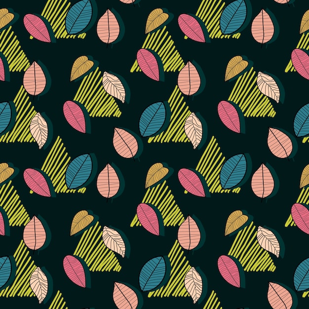 Hand drawn childish style autumn seamless pattern