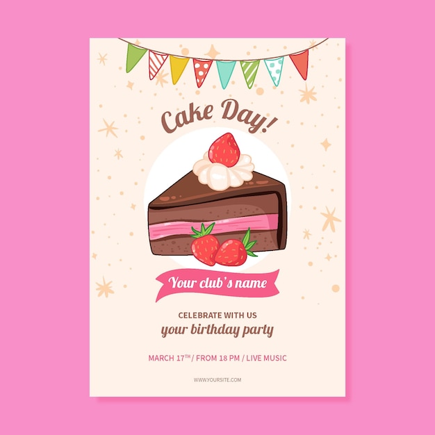 Vector hand drawn childlike birthday poster