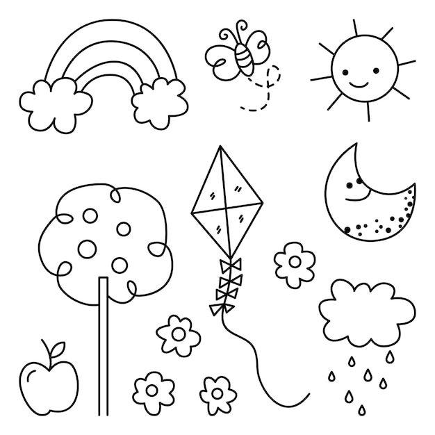 Hand drawn children coloring pages