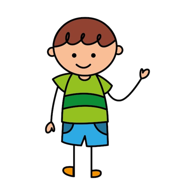 Hand drawn children isolated over white background vector illustration