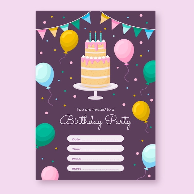 Hand drawn children party card template