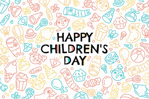 Hand drawn childrens day background