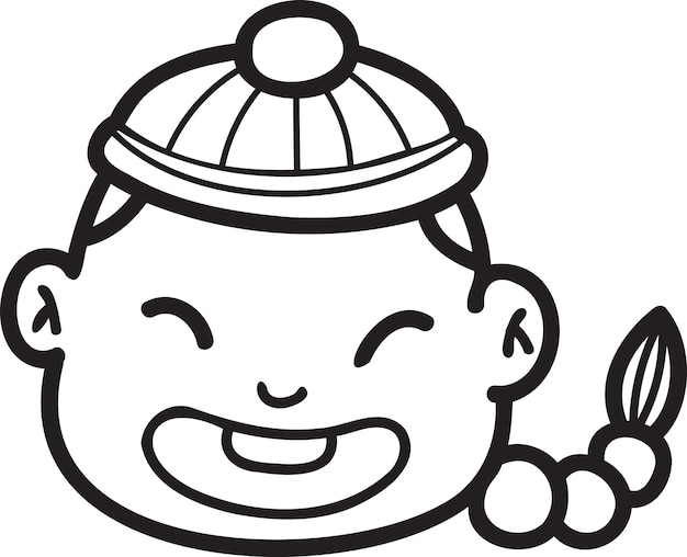 Hand Drawn Chinese boy is happy illustration